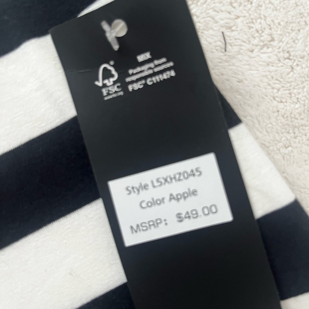New Karl Lagerfeld Black and White Striped Tee with Red Bonjour - Picture 7 of 7